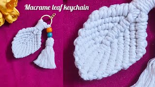 Macrame leaf keychain with tassel | Easy tutorial for beginners | Handmade| Boho style #diykeychain 