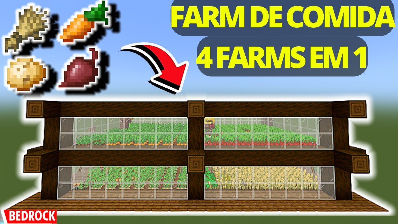 FARM de BATATA, CENOURA TRIGO e BETERRABA para MINECRAFT BEDROCK 1.19 ...