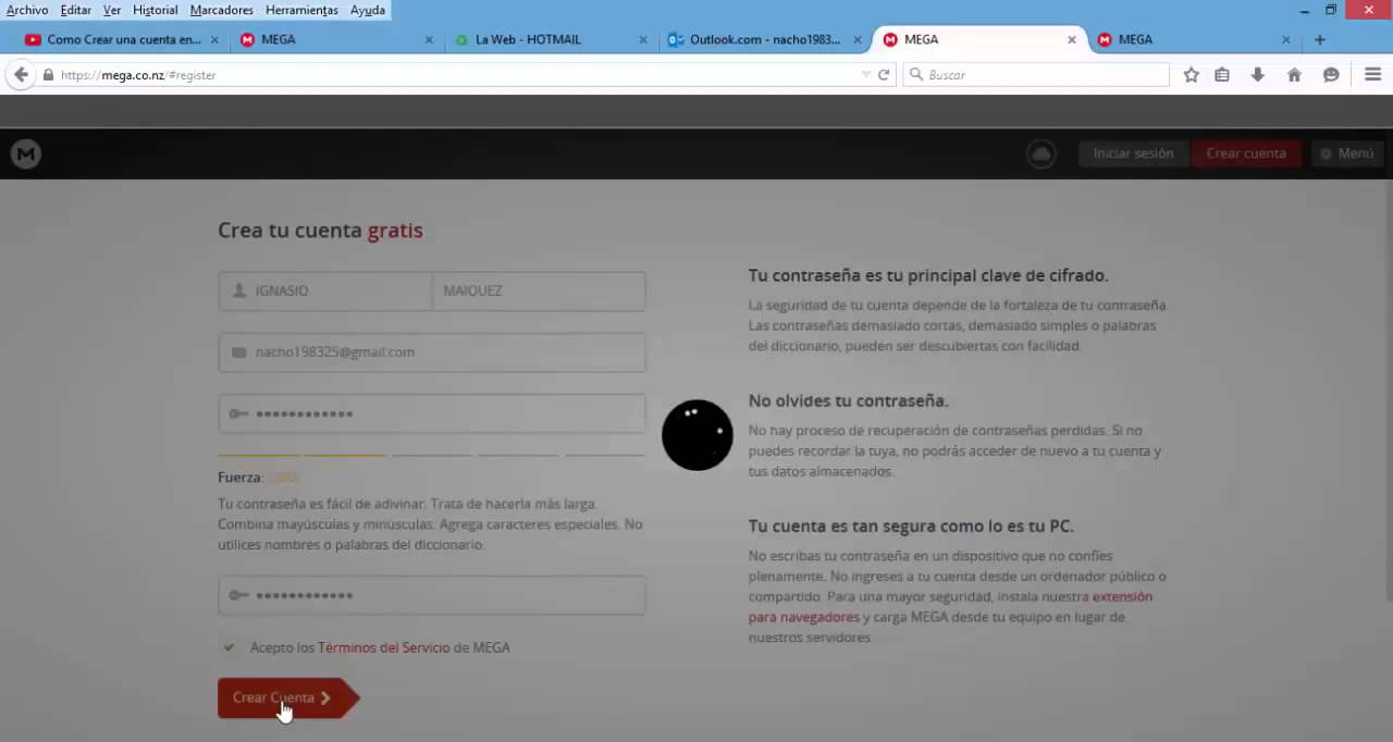 como crear cuenta de almacenamiento gratuito en la nube en mega - YouTube