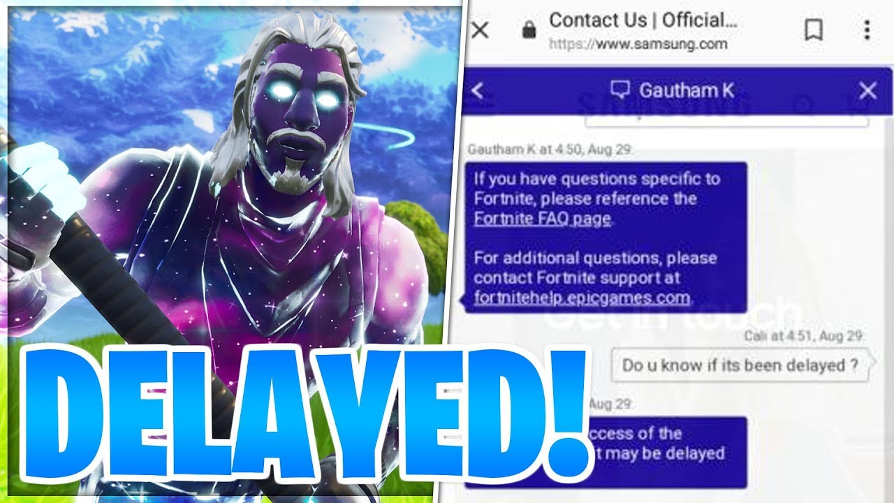 The Galaxy Skin Redemption Is Delayed Fortnite Youtube