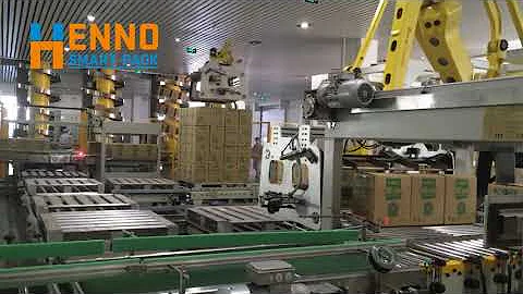 Multiple fanuc robot palletizing system for carton box stack