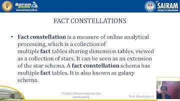 Lecture video 17CS651 Module1 Data cube Contd... and fact constallation Dr Renukadevi S