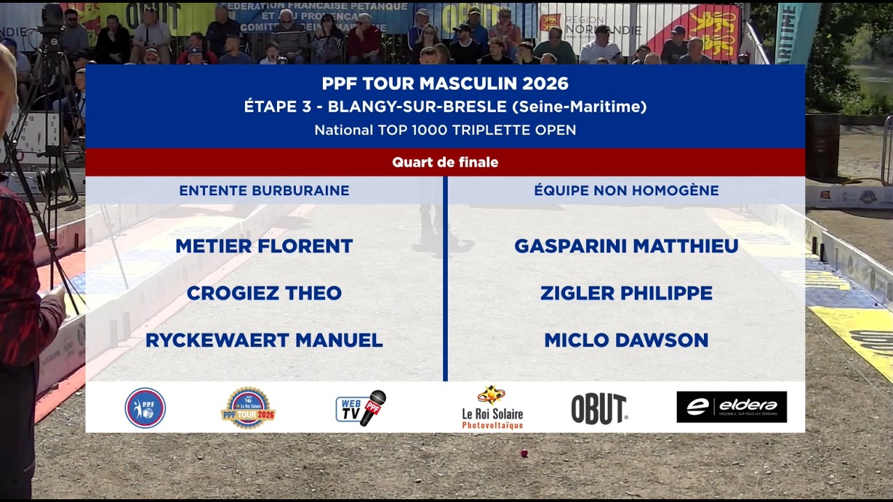 Miniature : PPF TOUR MASCULIN 2026 - Étape 3 - BLANGY-SUR-BRESLE - Quart de finale - METIER vs GASPARINI.