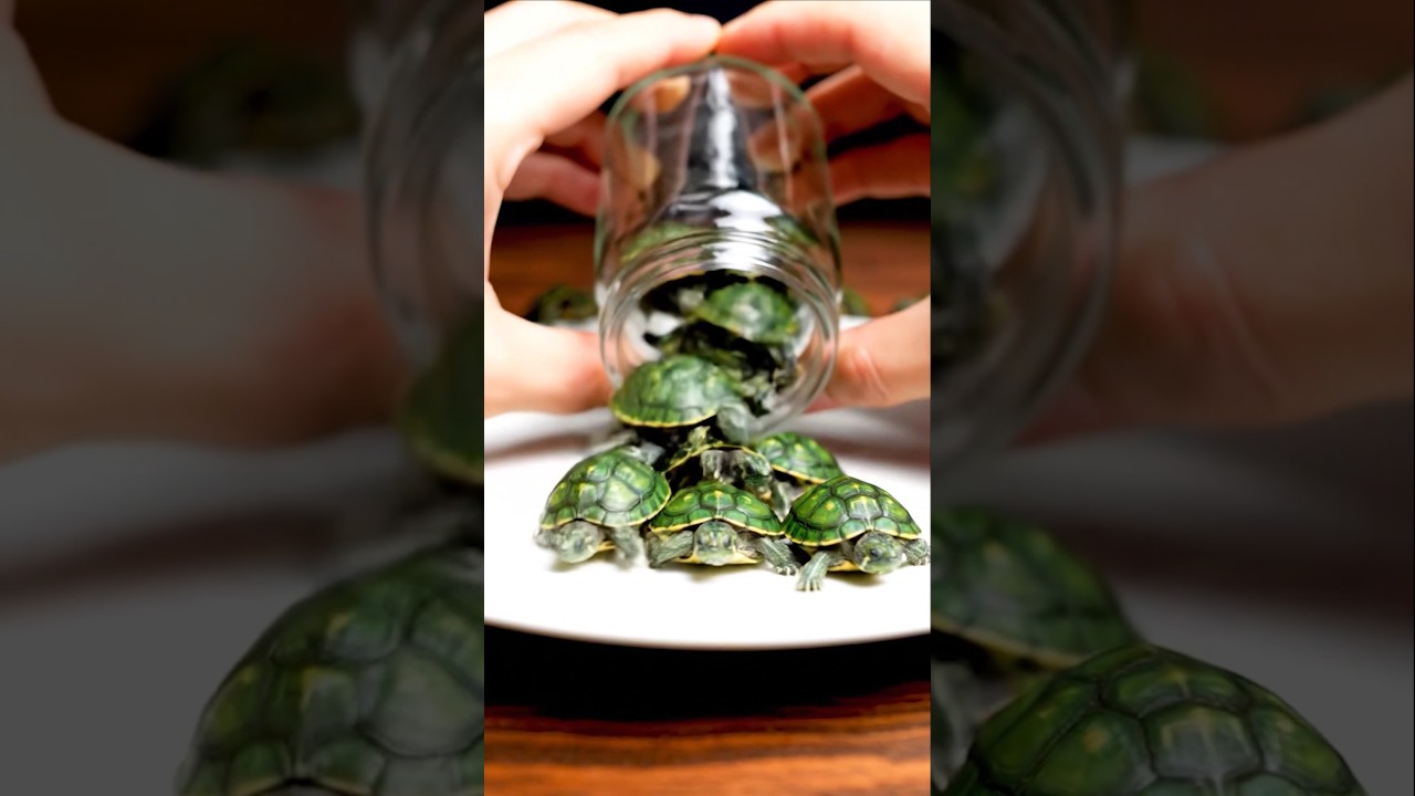 Tiny Turtles Crawl Out 🐢#MiniatureTurtles #TinyTurtles #BabyTurtles #TurtleTok #CuteAnimals #AIVideo