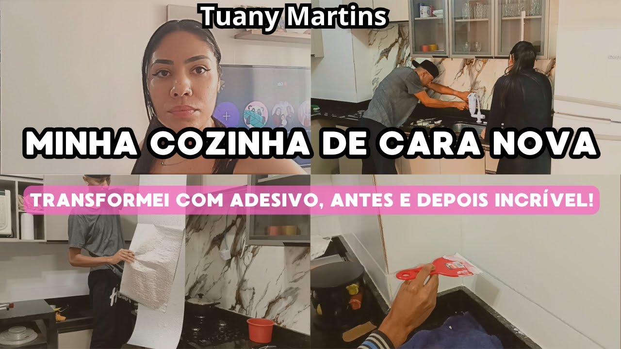 TRANSFORMEI MINHA COZINHA USANDO PLACA ADESIVA - VEJA O ANTES E DEPOIS!