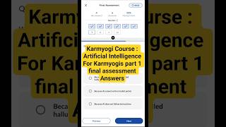 Karmyogi Course : Artificial Intelligence For Karmyogis part 1 final assessment Answers #ai