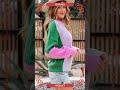 Colorblock Textured Knit Drop Shoulder Sweater