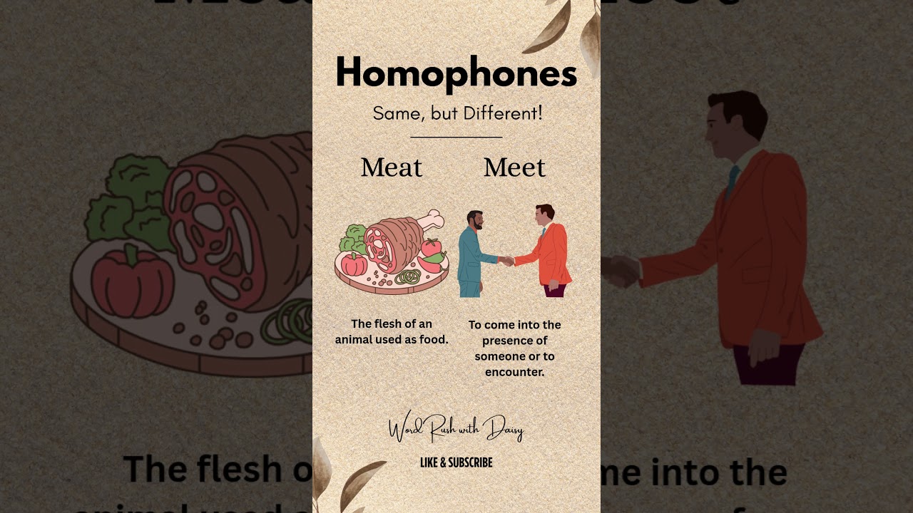 Meat vs Meet | Homophones Explained in 30 Seconds 🥩🤝 | English Made Easy 