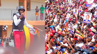 Bobi Wines Energetic Stopover Rally Along The Road To Sironko Surrounded By Massive Crowds