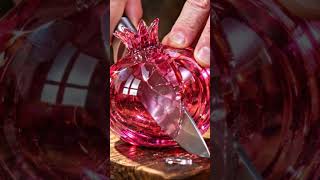 Pink Glass Pomegranate🍎✨Ultra Realistic Macro 8K #shorts #asmr #satisfying #glassart #macro #foodart