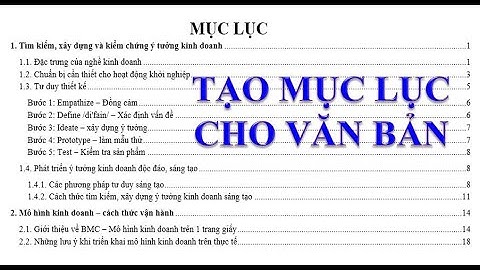 Tạo Mục Lục cho văn bản (Create a Table of Contents for the text).