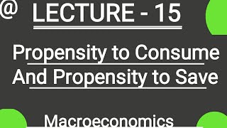 (LECTURE-15)Propensity to Consume&Propensity toSave.