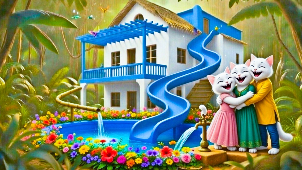 Cat story: Building the Most BEAUTIFUL House with Pool! 🏠💦