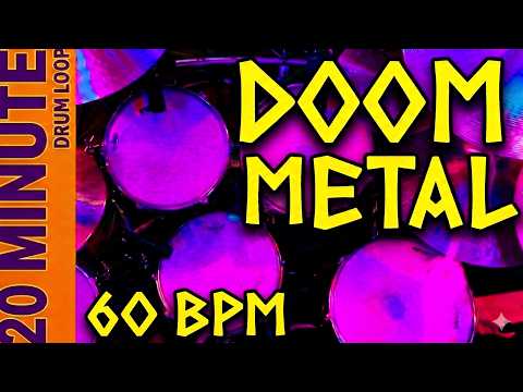 Doom Metal Drum Beat 60 BPM | Slow Backing Track for Down-Tuned Guitar