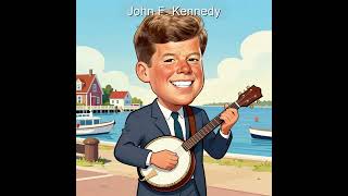 AI Cartoon Caricatures Part 9 of Famous People Playing Banjo  ・Japanese-English Bluegrass Song by AI