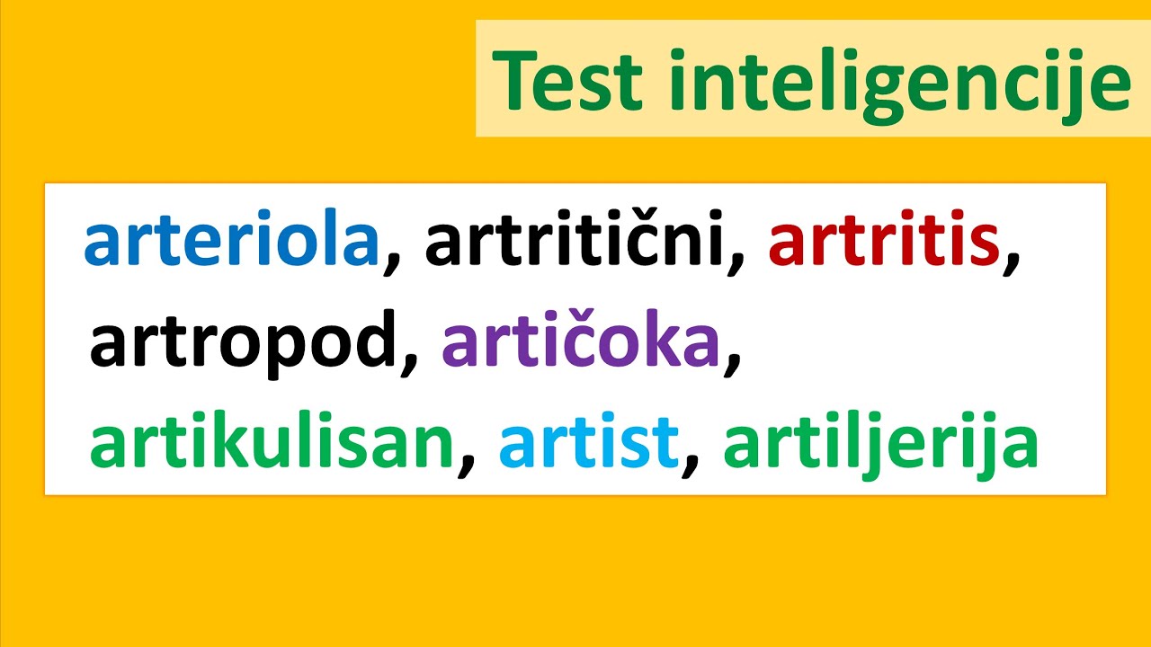 Test inteligencije 5 - poređaj po azbučnom redu ili po abecedi