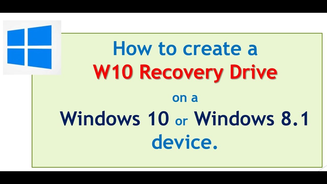 How to create a Windows 10 recovery drive - YouTube