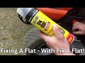 Rider mower flat tire repair using Fix a Flat