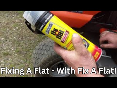 Easy flat tire repair using Fix a Flat Product. How to fix a flat tire on a  rider / lawn tractor 