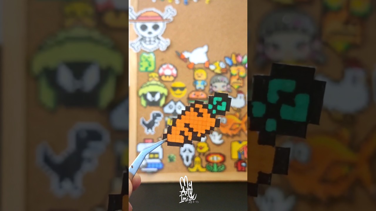 How to draw pixel art miniature carrots 🥕 