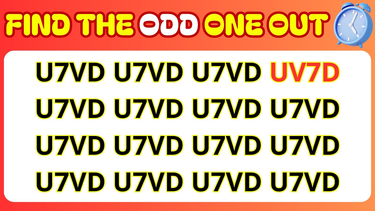 Find the odd number one out || Find the odd Letter one out || spot the ...