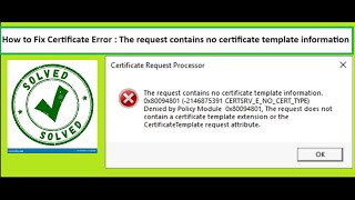 Famous How to Fix the request contains no certificate template information Profile