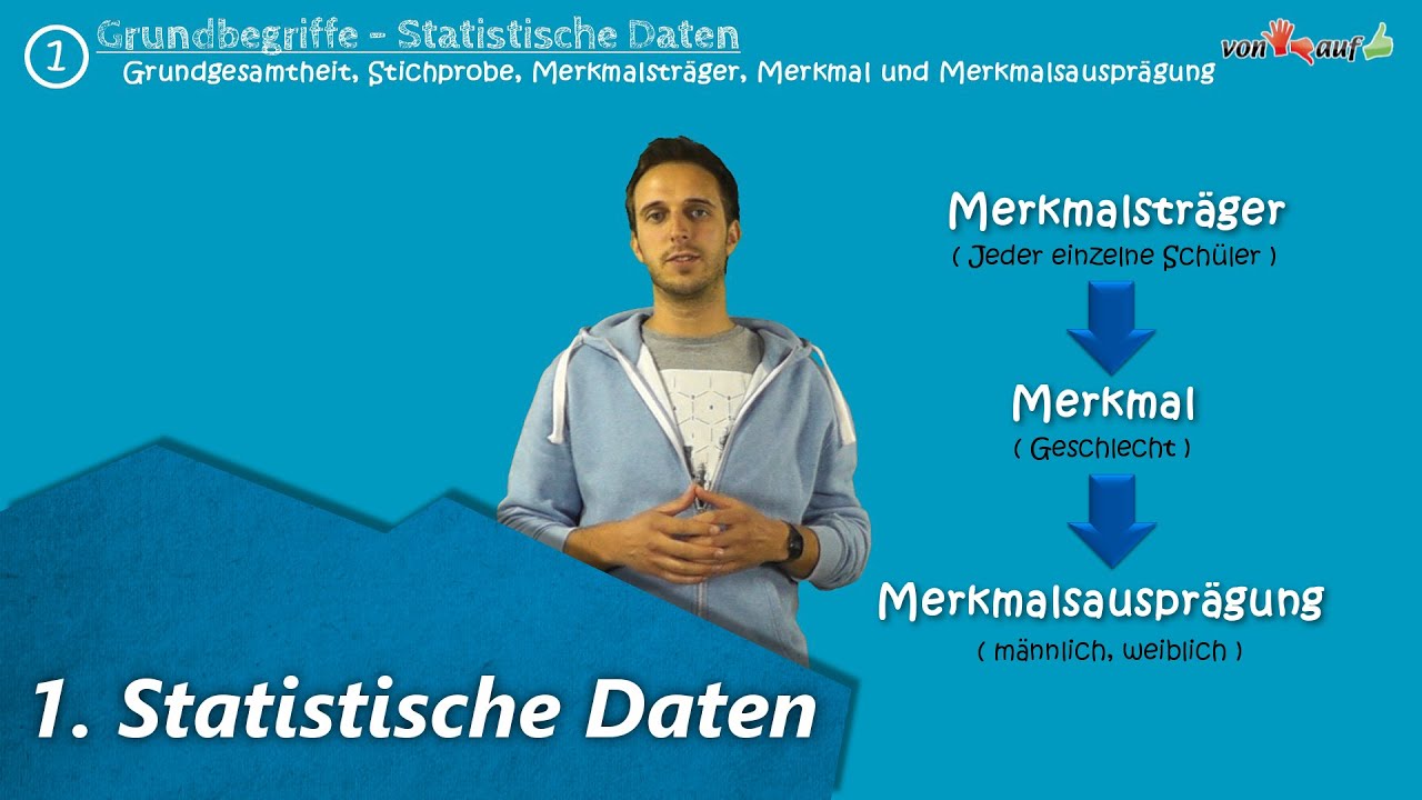 Statistik Teil 1 - statistische Daten - Merkmalsträger, Merkmalsausprägung ... - YouTube