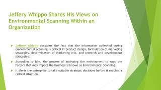 Jeffery Whippo Shares That Environmental Scanning is an Important Tool in Decision Making
