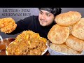 Spicy mutton curry with schezwan fried rice  puri  mukbang  eating challenge  eating show