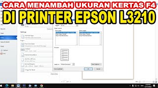 Cara Menambah Ukuran Kertas F4 Di Printer Epson L3210