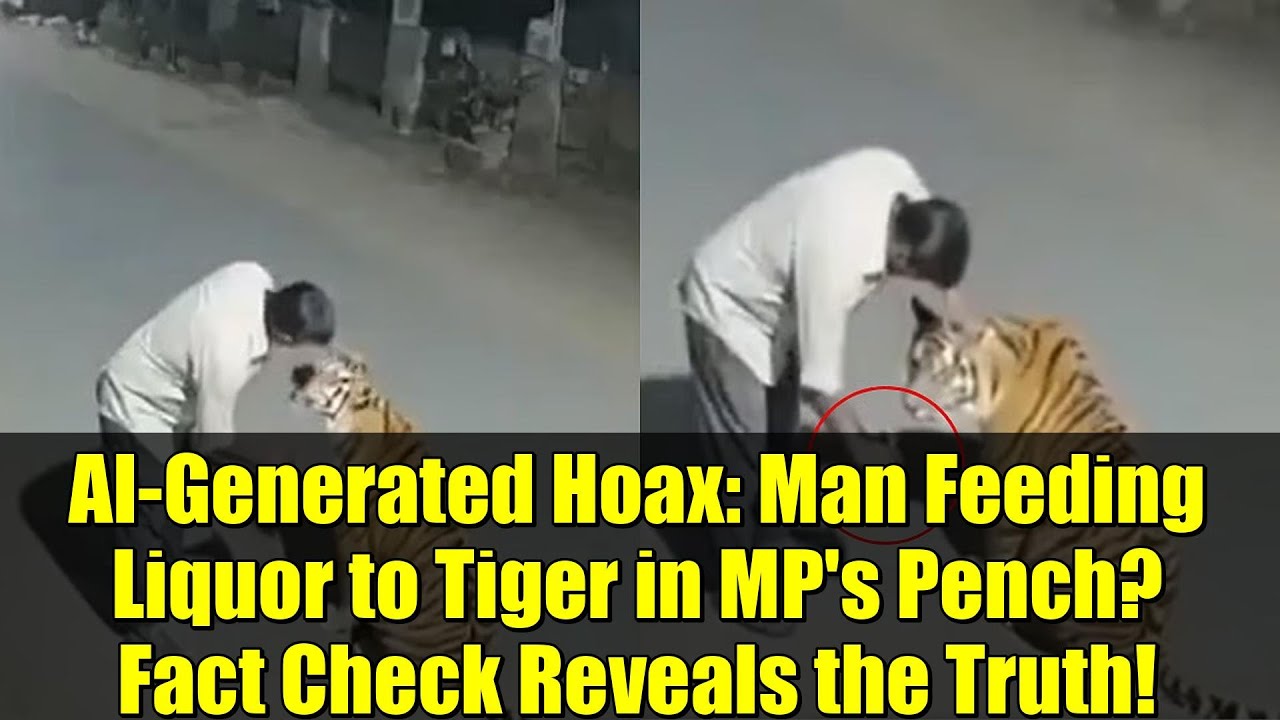 AI-Generated Hoax: Man Feeding Liquor to Tiger in MP's Pench? Fact Check Reveals the Truth!