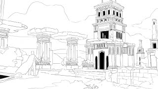 【游戏场景原画】气氛草图白盒验证，线稿设计。