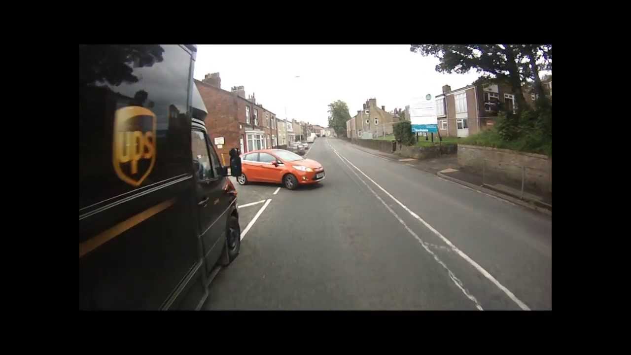 Car pulling out of a pub car park 111013