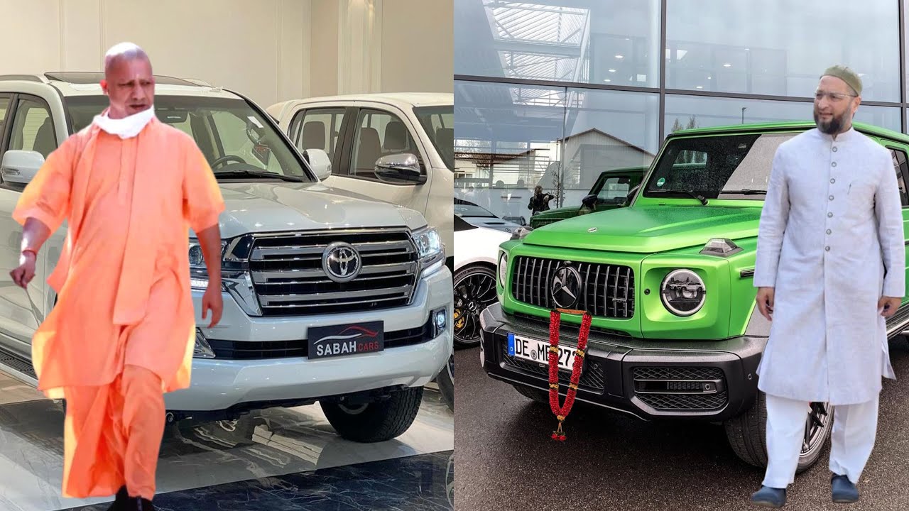 CM Adityanath Yogi Cars Vs Asaduddin owaisi Cars - YouTube