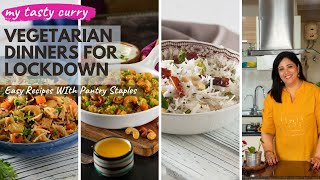 Easy one pot indian vegetarian dinner recipes to make with pantry
staples and limited groceries during lockdown. these weekly for
lockd...