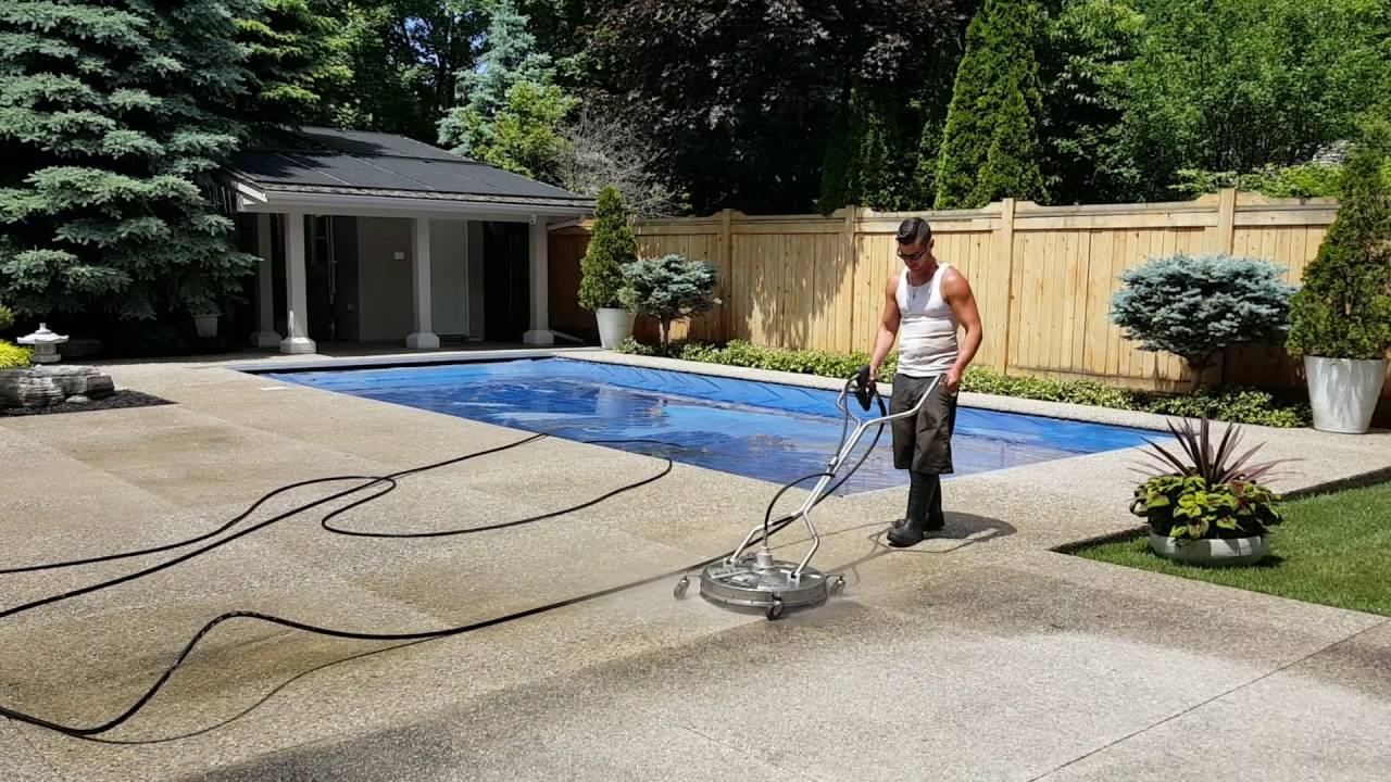 Pressure Washing before sealing exposed aggregate YouTube