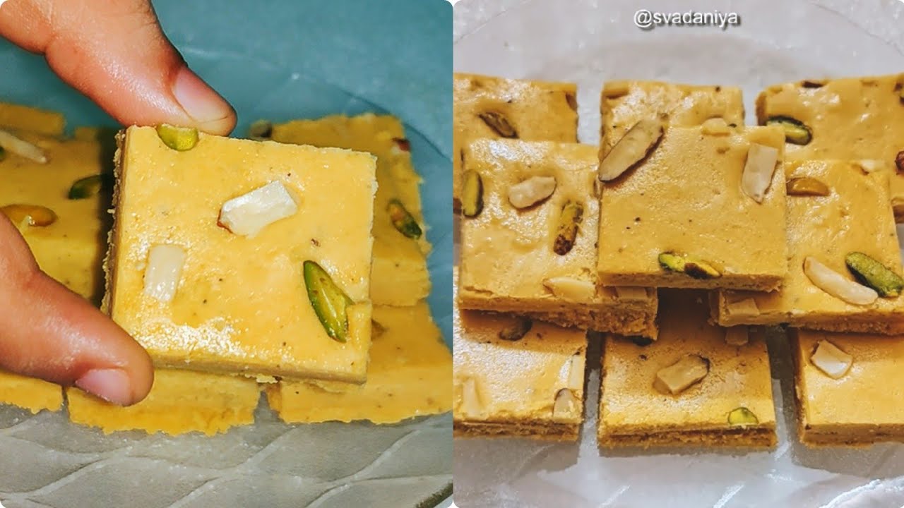 Besan milk cake recipe | Besan barfi with milk powder | Besan milk burfi | Diwali sweets recipes | Svadaniya