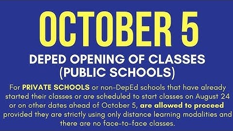 Schedule on the opening of classes for the S.Y 2021-2022