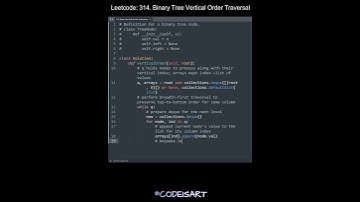 Leetcode 314. Binary Tree Vertical Order Traversal in Python | Python Leetcode | Python Tutorial