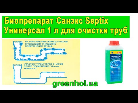 Биопрепарат Санэкс Septix Универсал 1 л для очистки труб. Обзор