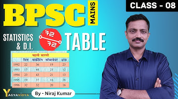 Class 08 | Table | Statistics | 69th BPSC Mains | BSSC | By Niraj Kumar | YagyaVidya