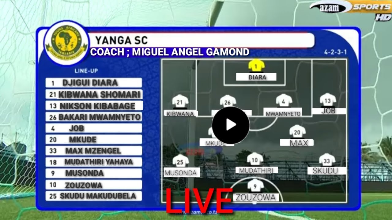 🔴#LIVE ; TAZAMA MDA HUU LINE UP YA YANGA SC IMETOKA DHIDI YA AZAM FC ...