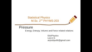 Pressure; the thermodynamic quantity || Statistical Physics (PHYMS-203)-lect 2.5 ||