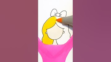 How To Draw A Cute Girl In 1 Minute! Step by step drawing for kids