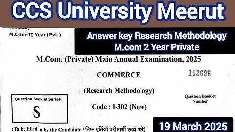 Research Methodology M.com Private 2 Year Answer key |Ccsu Answer key Research Methodology 2025|Ccsu