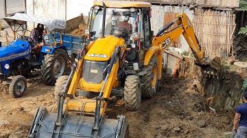JCB Machine Loading Mud in Tractor - JCB Digging Field For Home Construction -JCB Machine Video