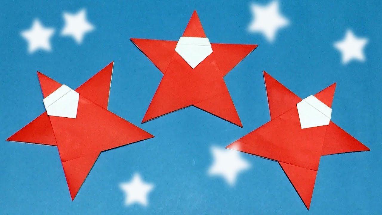 折り紙 クリスマス サンタクロースの簡単でかわいい折り方 音声解説あり 星の形のサンタさんです Youtube