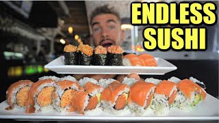 CRAZY ALL YOU CAN EAT SUSHI CHALLENGE | Competitive Eater Vs Sushi Buffet | Hundreds Of Sushi