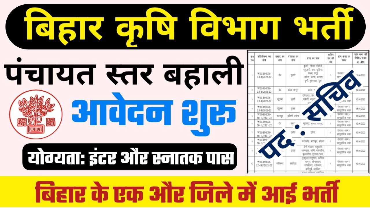 Bihar Block Job Vacancy 2022। bihar sachiv vacancy 2022 form kaise