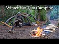 Solo Hot Tent Camping in Winter